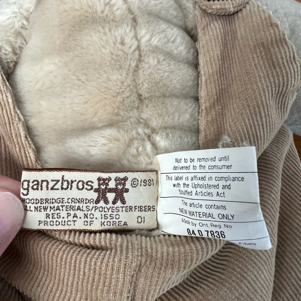 1981 Wrinkles Ganz Bros Boy Dog Puppet Brown Corduroy Overalls Collectible - Picture 6 of 6